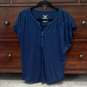 Casual Navy Blue Women's Top